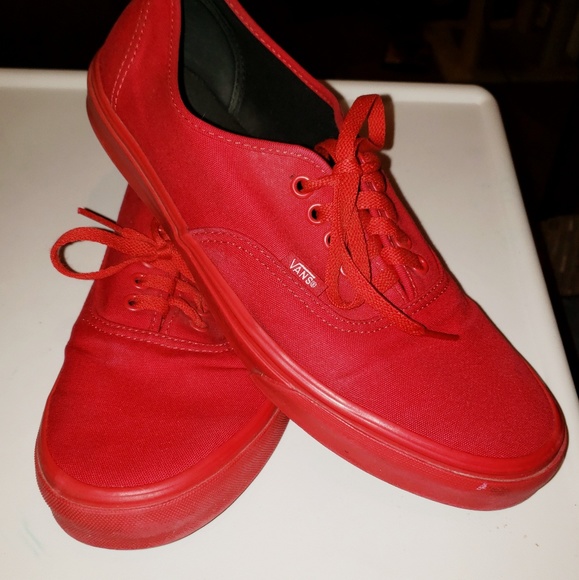 solid red slip on vans